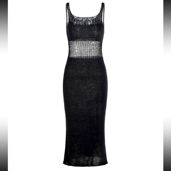 Dresses & Skirts - Knit Scoop Neckline Hollow Midi Dress